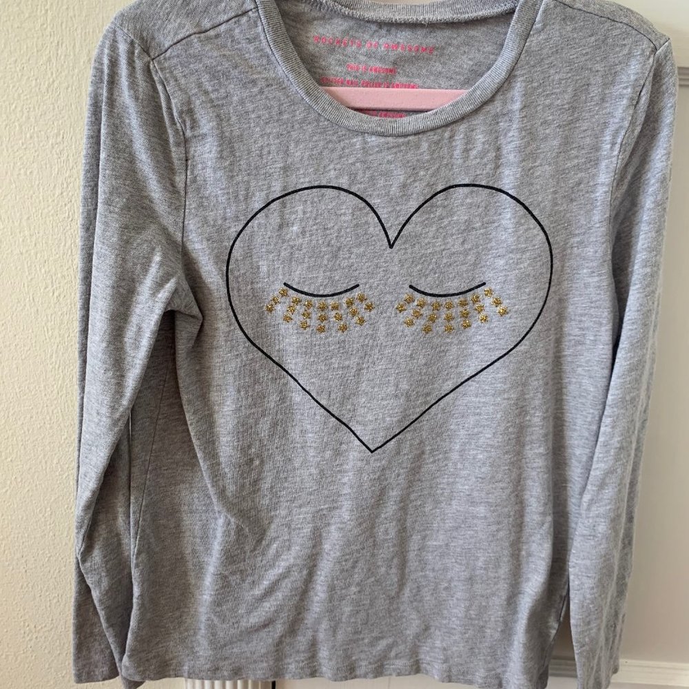Girls Grey Heart Shirt